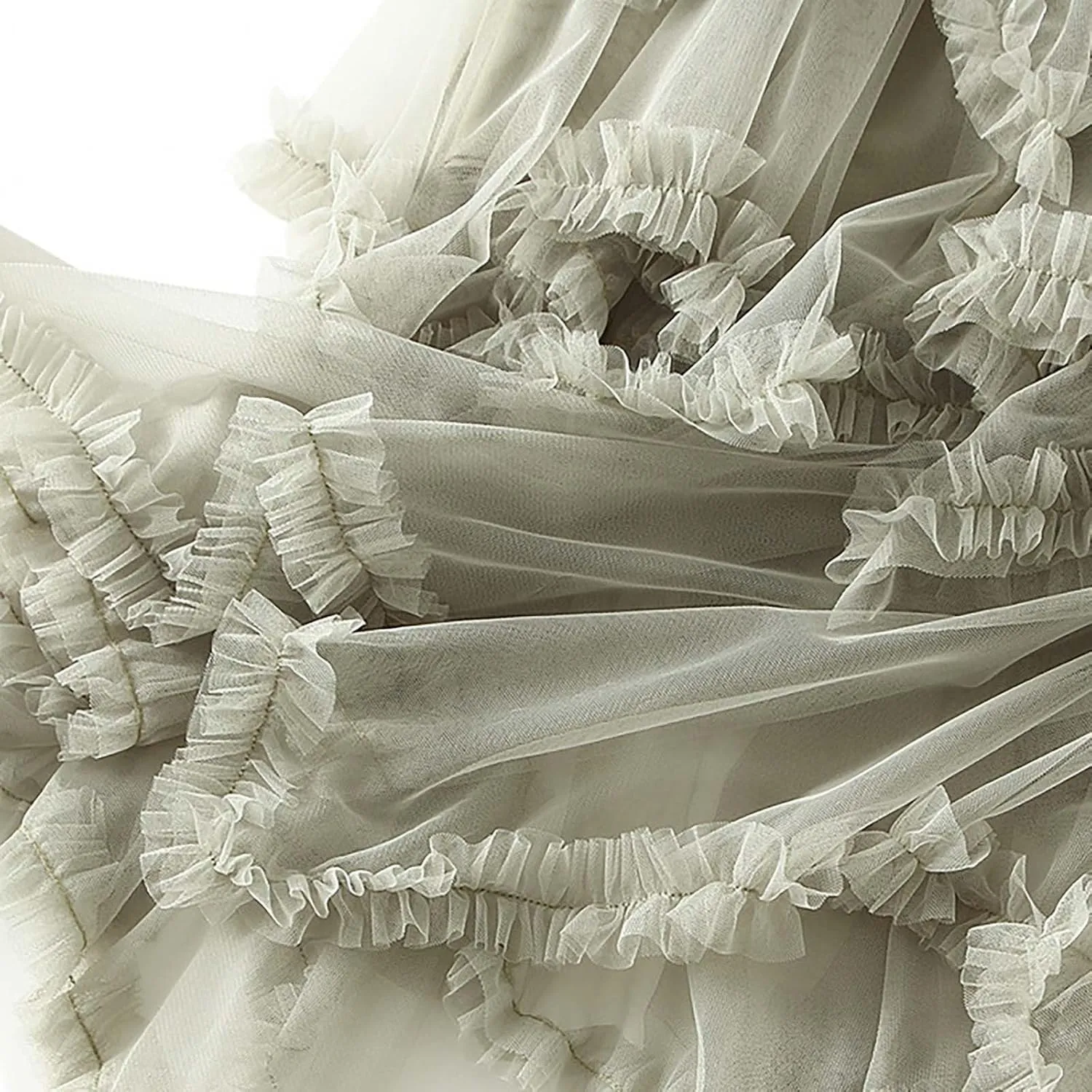 Women's Tulle Skirt,Tutu Skirt,A-Line Mesh Midi Skirtasymmetrical Pleated Elastic High Waist Layered St.