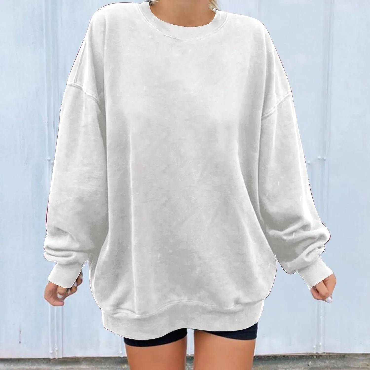 Womens Vintage Basic Oversized Long Sleeve Crew Neck Sweatshirt Casual Soft Pullover Tops Fall Fashion Clothes 2023