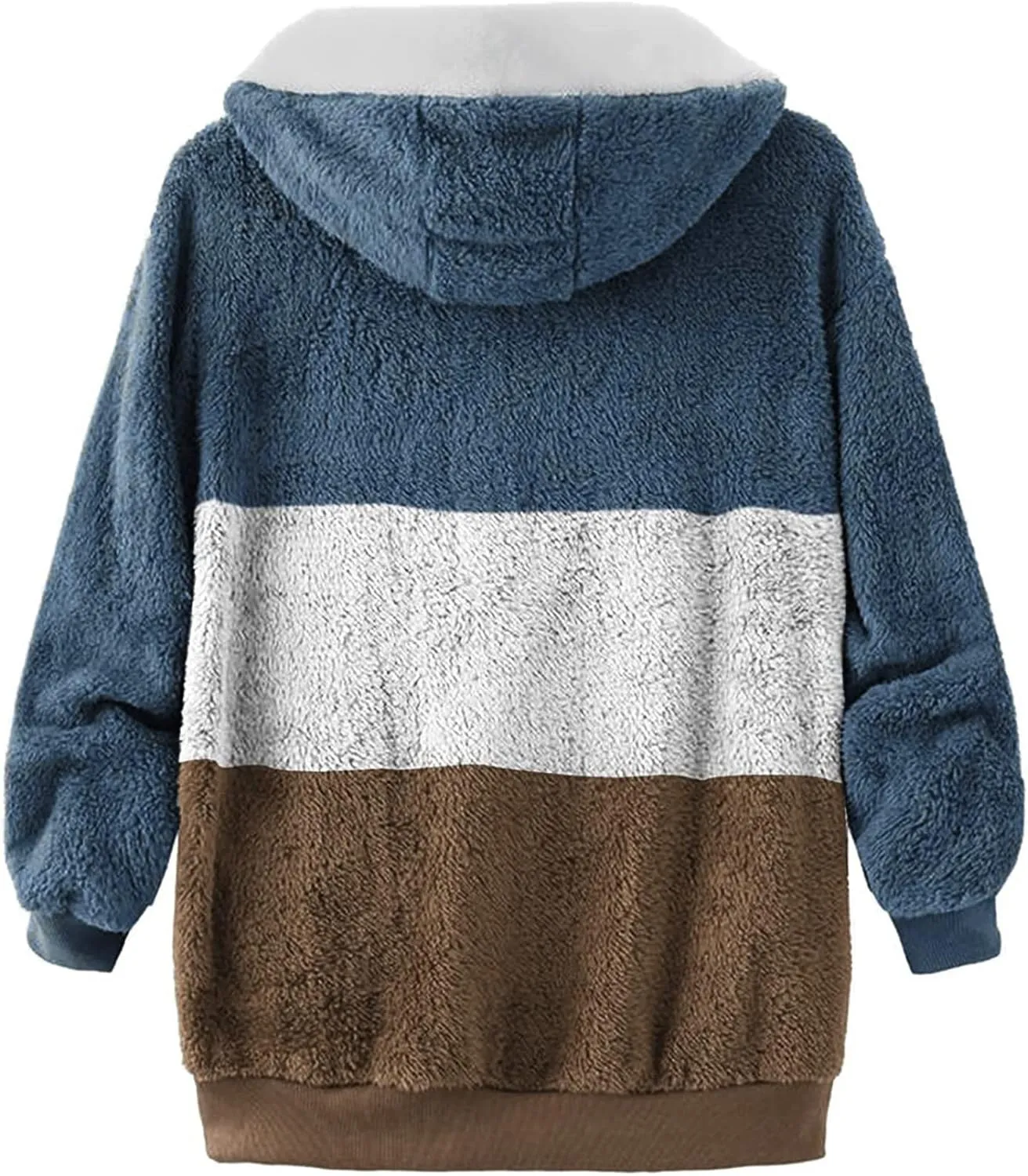 Womens Y2k Tops Zipper Long Sleeve Stitching Coats Color Block Fleece Plush Hooded Jacket Dressy Outerwear
