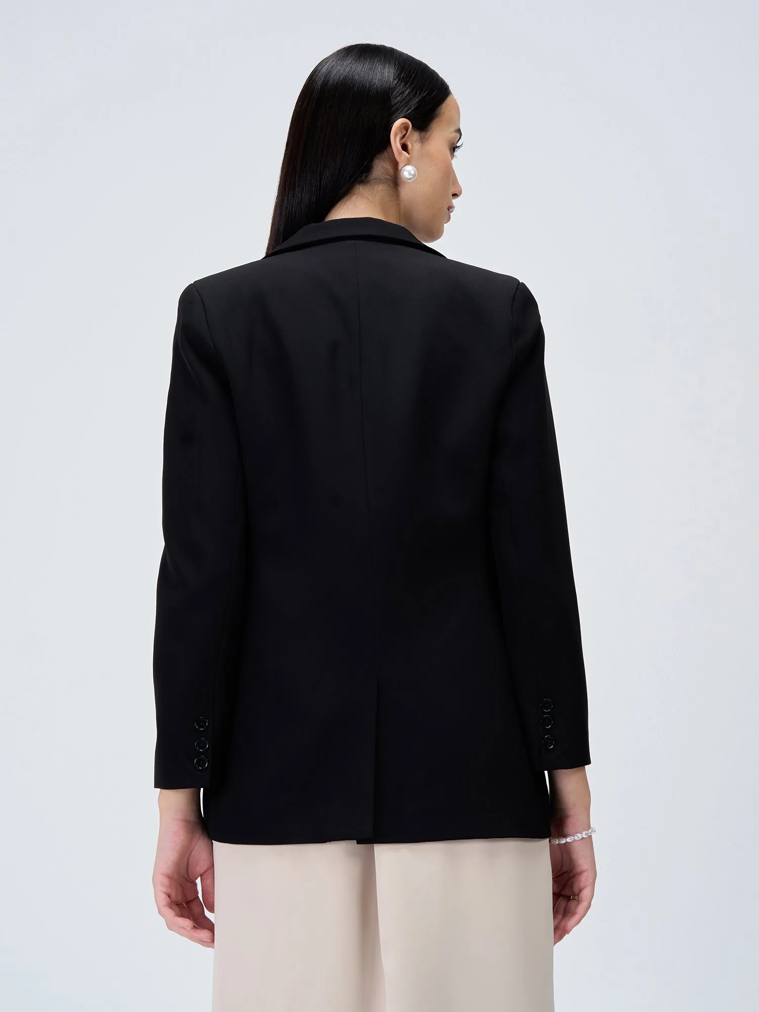 Zoey Single Breasted Blazer-Black
