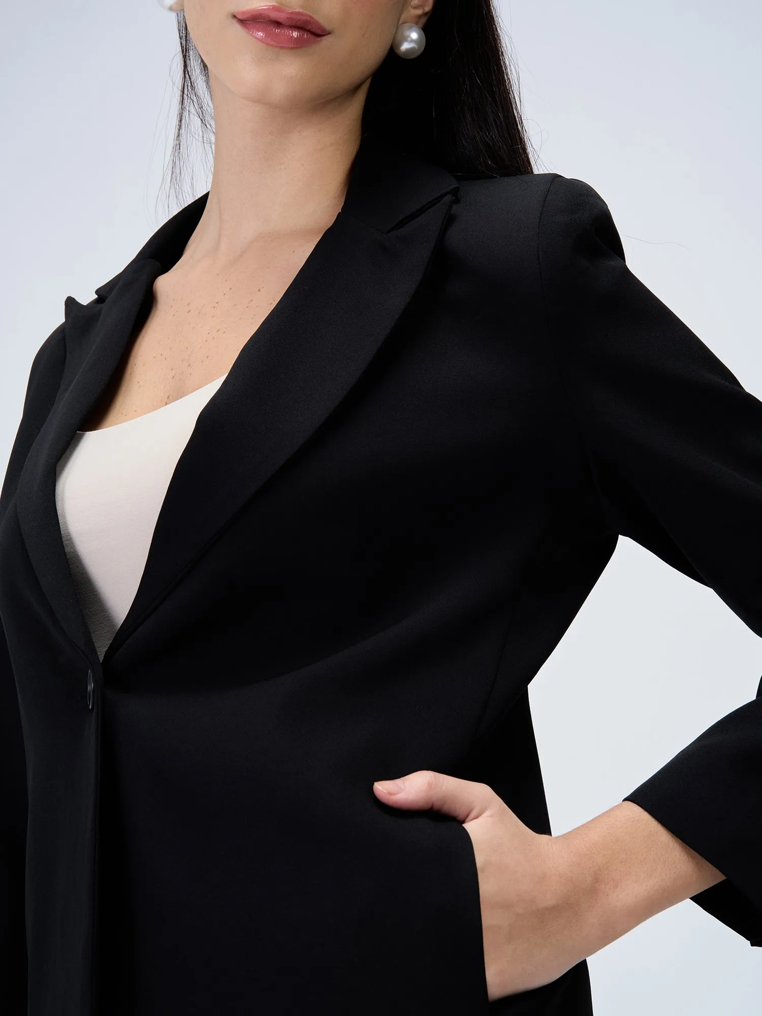 Zoey Single Breasted Blazer-Black